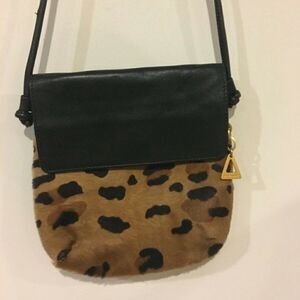 Sharif Gorgeous Black Leopard Skin Cross Body Bag